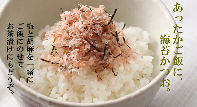 あったかご飯に、海苔かつお。